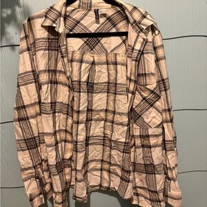 Plaid Women’s Shirt - Beige and Black